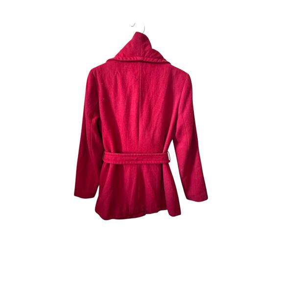 Collezione SA Red Belted Wrap Coat Women’s Size M 31” Long Wool Blend - Picture 2 of 6